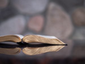 open bible on table