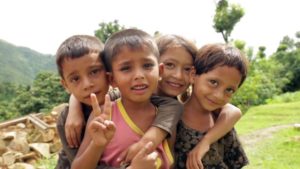 Nepali kids pose for picture