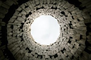 view from bottom of a well