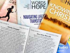close up of words of hope daily devotionals
