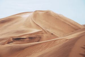 people walking in desert