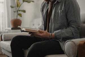 person holding bible