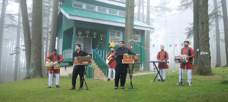 indian band playing music harmonium